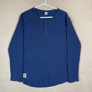 Chums Sweater Mens XL Blue Henley Thermal‎ Waffle Pullover Sweatshirt Adult